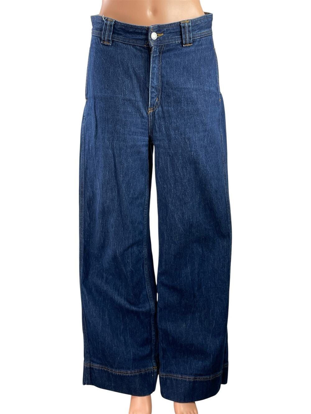 & Other Stories Blue Dark Wash Mid Rise Wide Leg Baggy Denim Jeans Pants Size 36